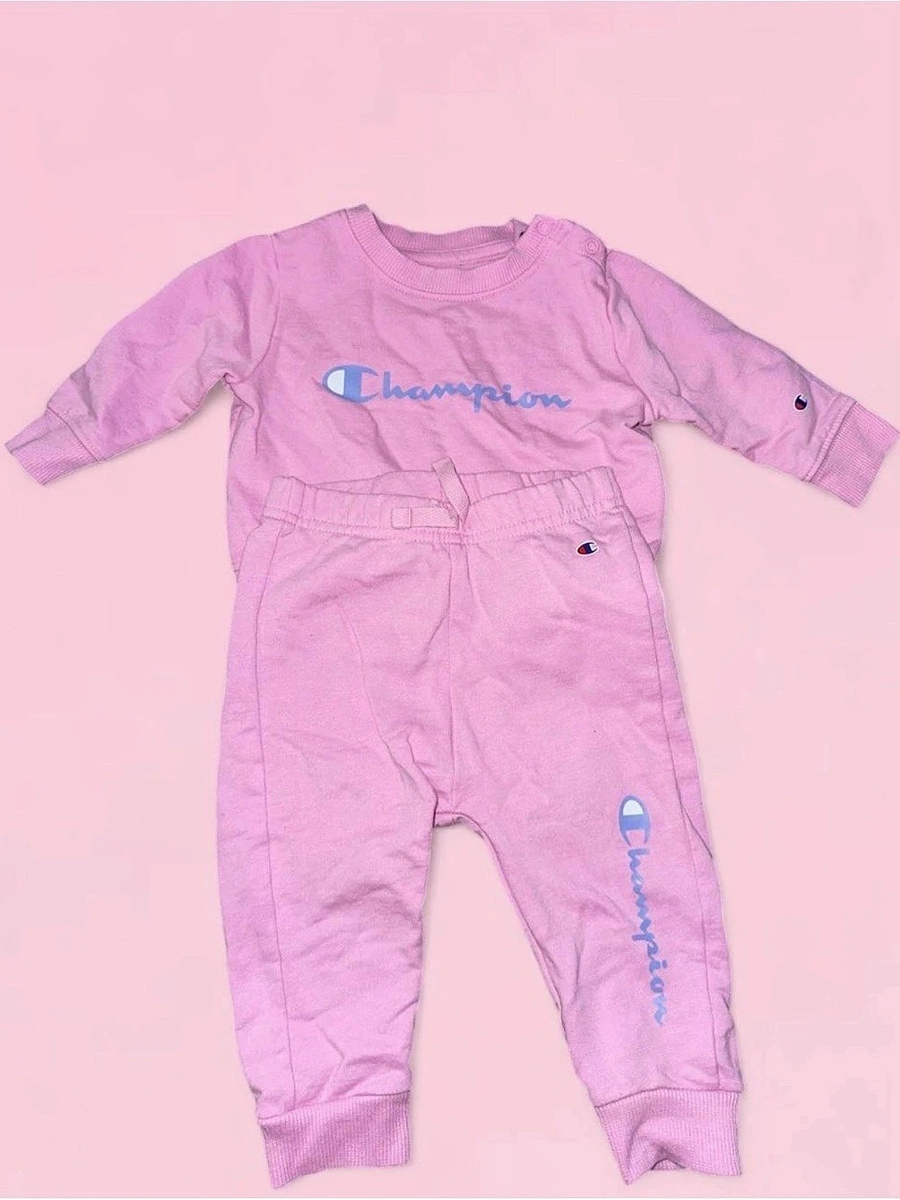 Champion Infant Script Logo Crewneck Sweatshirt and Jogger Pants Set Baby